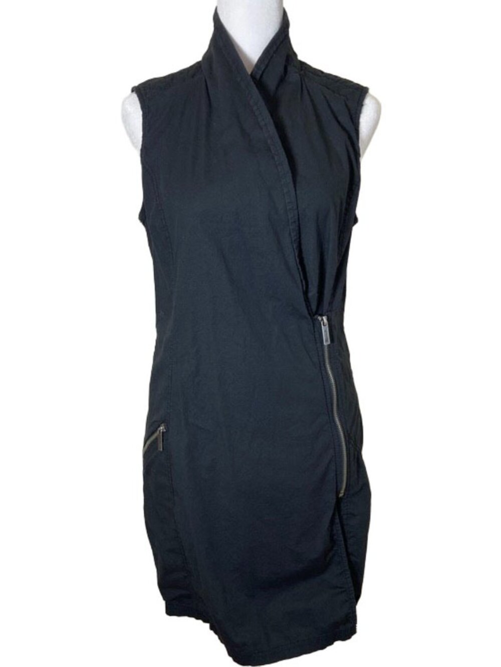 Bench Black Asymmetrical Zip Dress Size M • Sleeveless Utility Techwear Dress